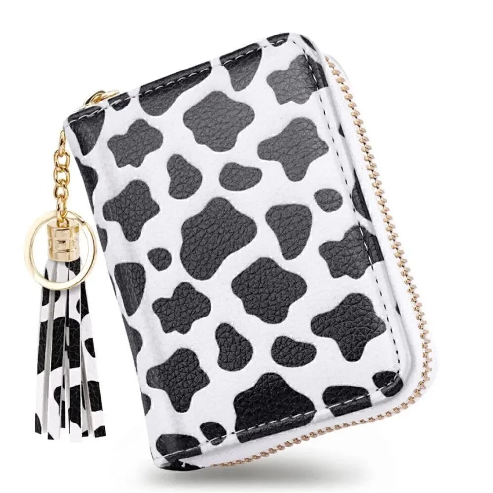Cow Print Leather Compact Wallet - Picture 2 of 5